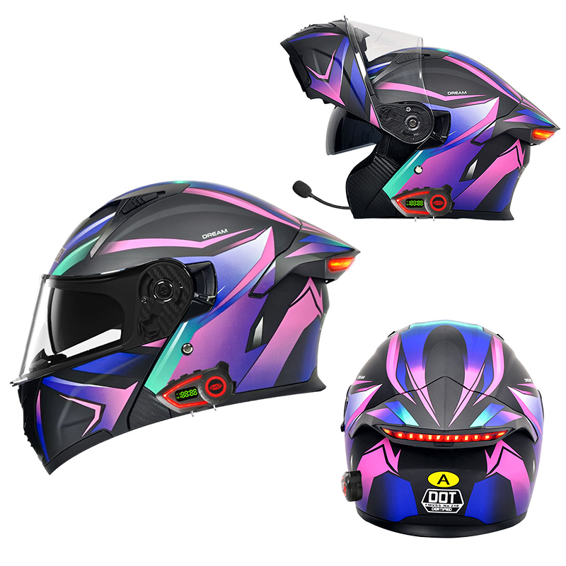 Modular Flip Up Motorcycle Helmet Dot Approved - DOT Motorcycle Helmets Double Visor Modular