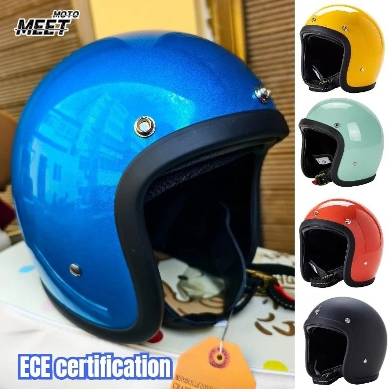 Vintage Open Face Retro Helmet - Japanese Korea Style Open Face Motorcycle