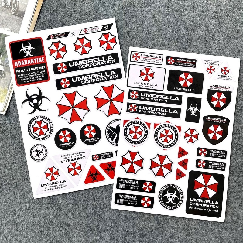Motorcycle Helmets - Hot Residents Evils Umbrella Warning Stickers