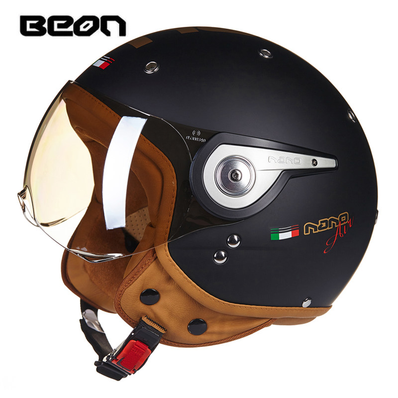 Vintage Open Face Retro Helmet - BEON B-110 Motorcycle Helmet beon 3/4