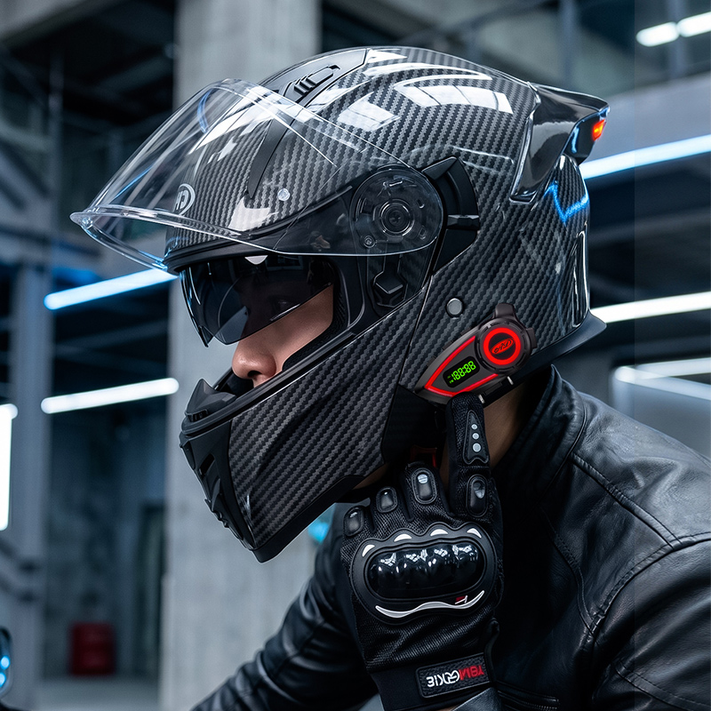 Modular Flip Up Motorcycle Helmet Dot Approved - ABS Material Motorcycle Helmets Double Visor