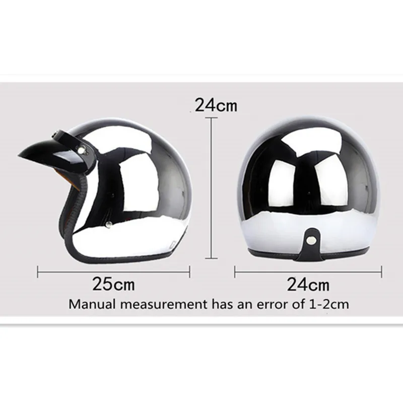 Mirror Silver Chrome Motorcycl - Vintage Open Face Retro Helmet ulasan dan harga