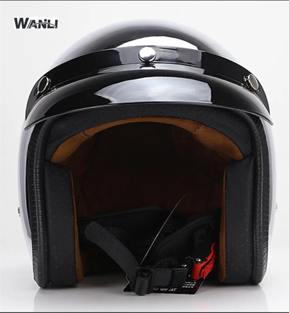 Mirror Silver Chrome Motorcycl - Vintage Open Face Retro Helmet ulasan dan harga