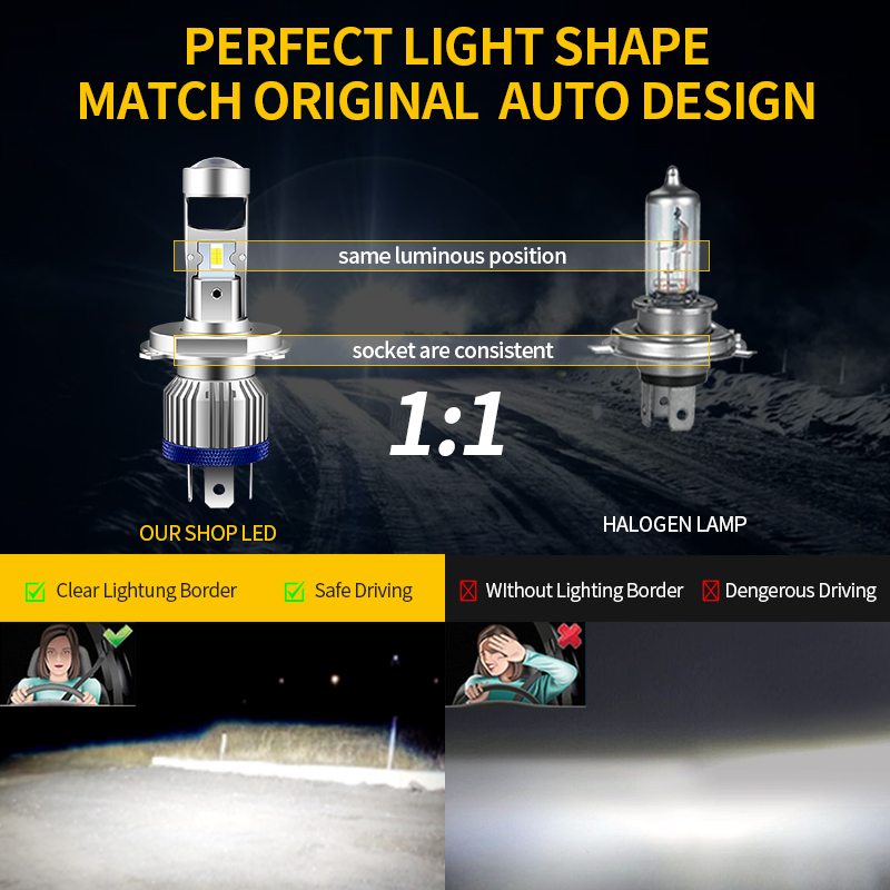 H4 HS1 LED Motorcycle Headligh - Universal Motorcycle Led Headlight Projector ulasan dan harga