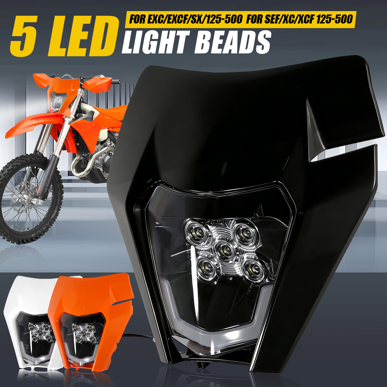 5 LED Headlight Headlamp Lamp  - Universal Motorcycle Led Headlight Projector ulasan dan harga