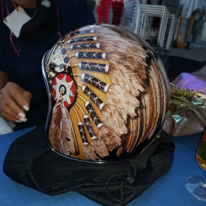 Black Vintage Motorcycle Helme - Vintage Open Face Retro Helmet ulasan dan harga