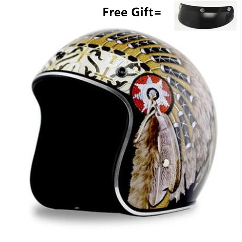Black Vintage Motorcycle Helme - Vintage Open Face Retro Helmet ulasan dan harga