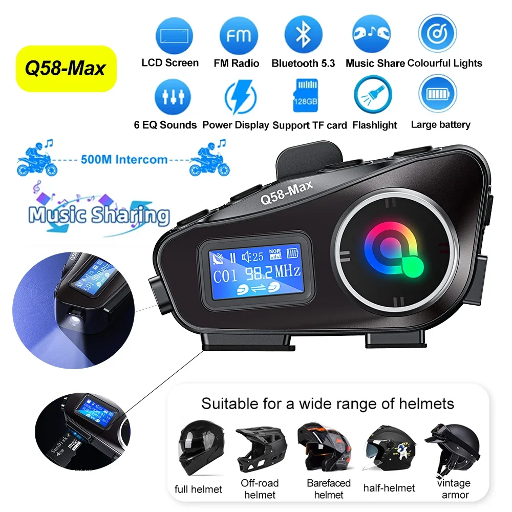 Large Screen Display Helmet In - Universal Motorcycle Helmet Intercom Headset ulasan dan harga