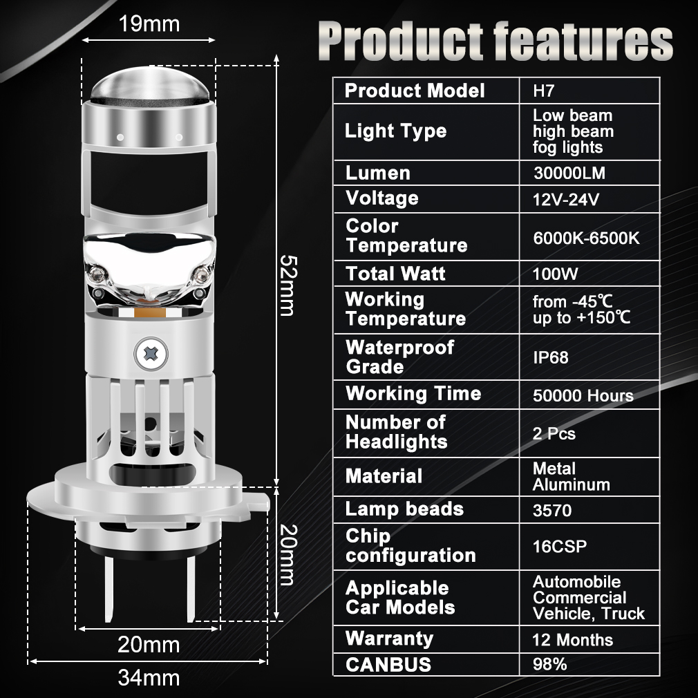 XSTORM H7 LED Projector Lens 1 - Universal Motorcycle Led Headlight Projector ulasan dan harga