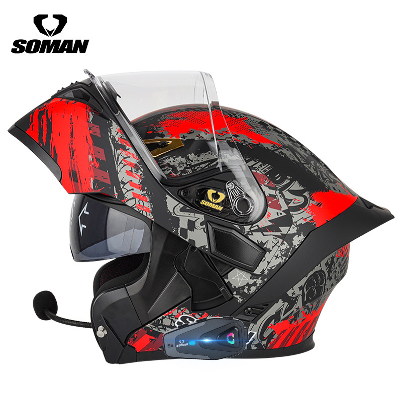 SOMAN Flip Up Motorcycle Helme - Dual Visor Motorcycle Racing Helmet ulasan dan harga