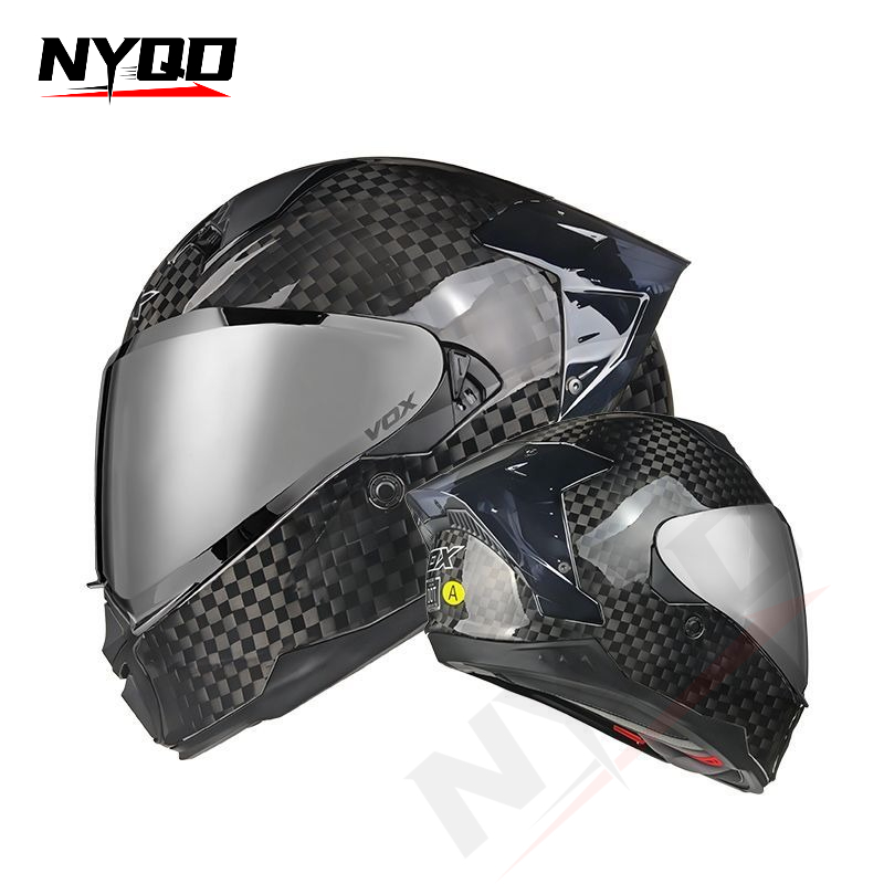 Carbon Fiber Full Face Motorcy - Dual Visor Motorcycle Racing Helmet ulasan dan harga