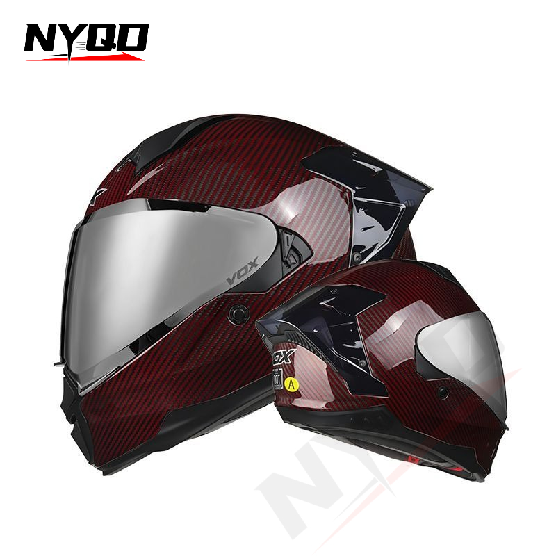 Carbon Fiber Full Face Motorcy - Dual Visor Motorcycle Racing Helmet ulasan dan harga