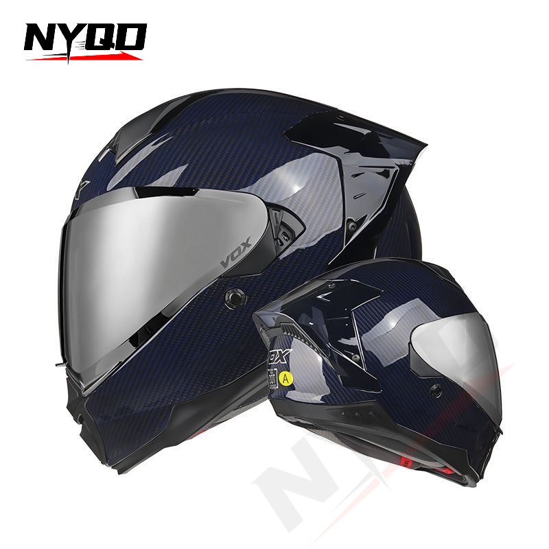 Carbon Fiber Full Face Motorcy - Dual Visor Motorcycle Racing Helmet ulasan dan harga