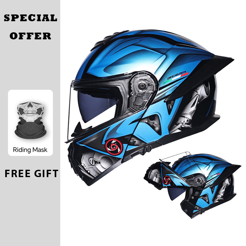 Motorcycle Flip Up Helmet Doub - Dual Visor Motorcycle Racing Helmet ulasan dan harga