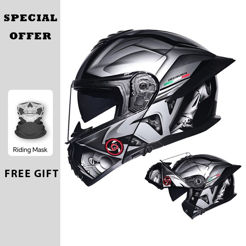 Motorcycle Flip Up Helmet Doub - Dual Visor Motorcycle Racing Helmet ulasan dan harga