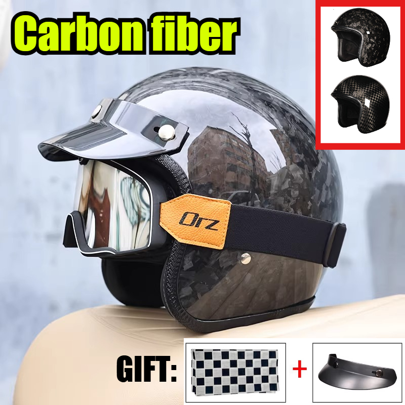 2026 Carbon Fiber Vintage Helm - Carbon Fiber Lightweight Motorcycle Helmet ulasan dan harga