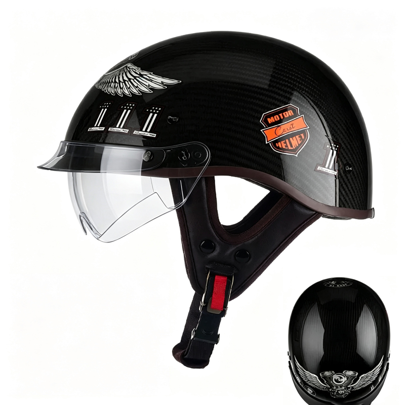 Carbon Fiber Motorcycle Half H - Carbon Fiber Lightweight Motorcycle Helmet ulasan dan harga