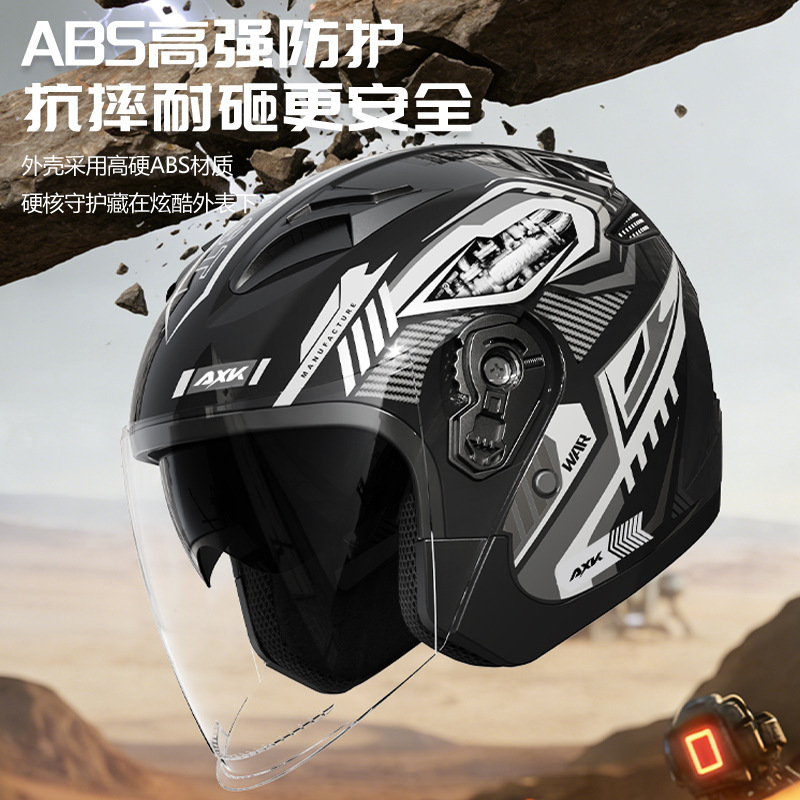 3/4 Open Face Retro Motorcycle - Dual Visor Motorcycle Racing Helmet ulasan dan harga